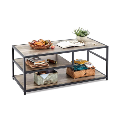 Table basse à la maison avec étagère de rangement ouverte Table de salon en bois avec cadre en métal pour hôtel de bureau à domicile
